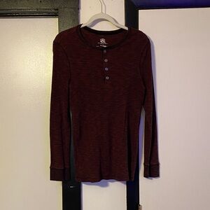 Rock & Republic Maroon Long Sleeve Henley Shirt